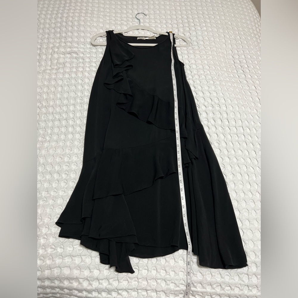 Leon Max Elegant Black Silk Sleeveless Tiered Ruffle Dress - Picture 7 of 7